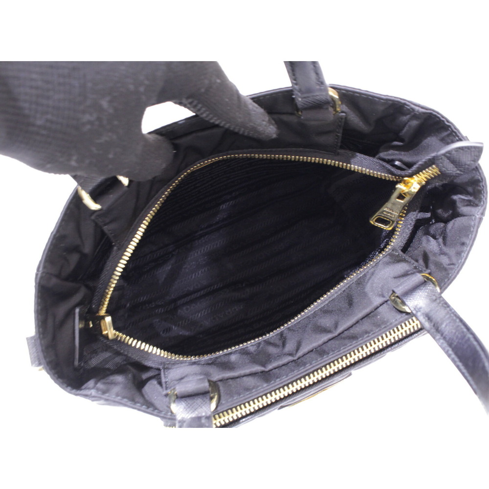 PRADA Tote Bag Leather Black Handbag Shoulder Strap - Picture 7 of 7